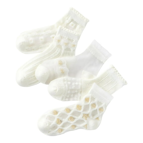 FAIWAD 5 Pairs Toddler Boys Girls Socks Cute Ruffle Crew Socks Kids Casual Daily Cotton Comfy Mid-Calf Socks