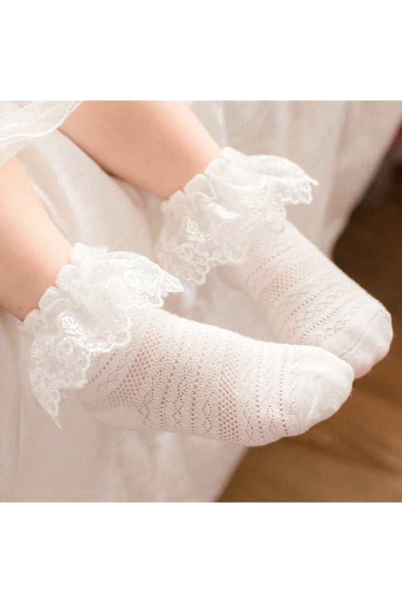 Baby Girls Mid Thigh Socks Ruffle Cute Solid Color Knitted Socks Princess Girls Stretch Comfy Soft Sock