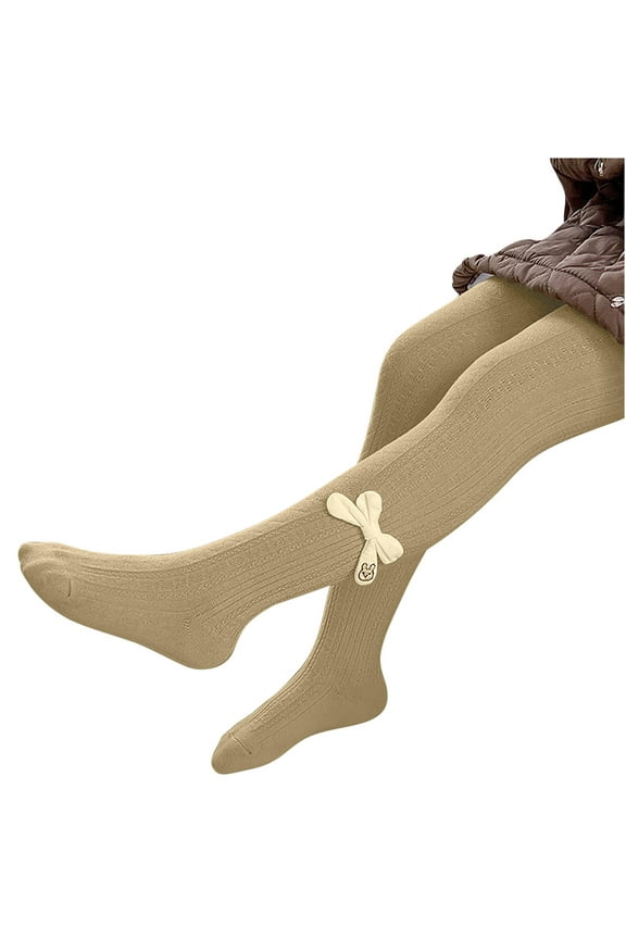 Baby Girls Tights with Bows Cable Knit Leggings Footed Stockings Kids Winter Cotton Pantyhose 1-12T