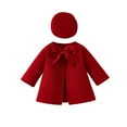 thumbnail image 1 of FAIWAD Baby Girls Trench Coat Fall Winter Peacoat Kids Long Sleeve Dress Coat with Hat Set Warm Xmas Clothing, 1 of 7