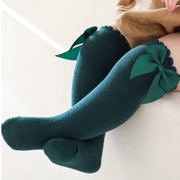 FAIWAD Baby Knee High Socks Toddler Bow Ruffled Tube Socks Girls School Uniform Dress Socks
