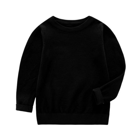 FAIWAD Baby Toddler Boys Girls Sweater Long Sleeve Crew Neck Solid Color Casual Knit Pullover Kids Soft School Uniform Sweater