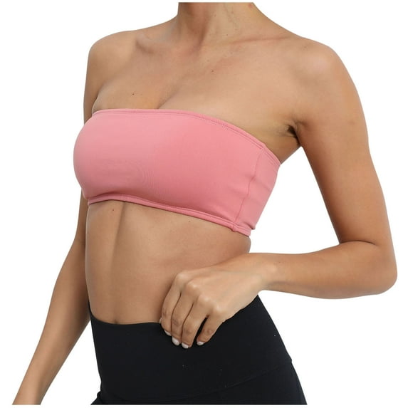 FAIWAD Women's Sports Bandeau Strapless Wireless Non-Slip Padded Seamless Stretchy Bralettes Causal Tube Top Bras