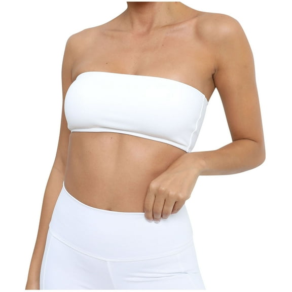 FAIWAD Women's Sports Bandeau Strapless Wireless Non-Slip Padded Seamless Stretchy Bralettes Causal Tube Top Bras