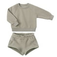 thumbnail image 1 of FAIWAD Boys Girls 2 Piece Tracksuit Unisex Long Sleeve Pullover Sweatshirt with Elastic Waist Shorts Pockets Set, 1 of 6