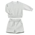 thumbnail image 1 of FAIWAD Boys Girls 2 Piece Tracksuit Unisex Long Sleeve Pullover Sweatshirt with Elastic Waist Shorts Pockets Set, 1 of 6