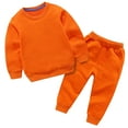 thumbnail image 1 of FAIWAD Boys Girls 2 Pieces Sweat Suit Kids Solid Color Pullover Sweatshirt with Elastic Waist Sweatpants, 1 of 5
