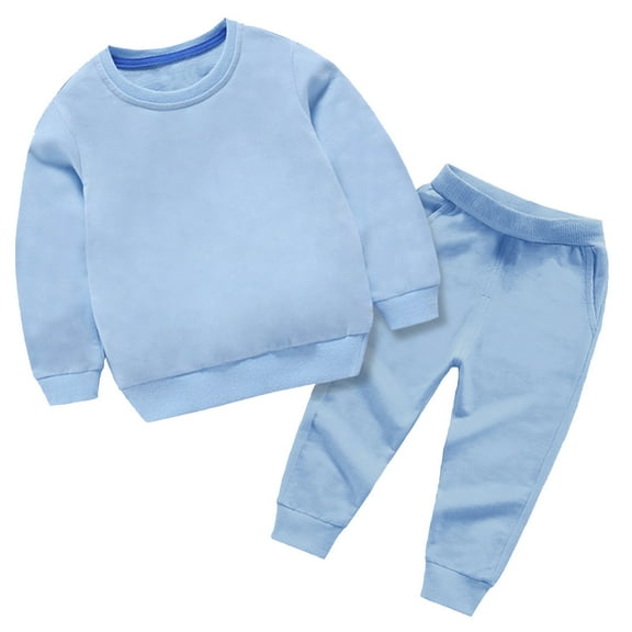 FAIWAD Boys Girls 2 Pieces Sweat Suit Kids Solid Color Pullover Sweatshirt with Elastic Waist Sweatpants