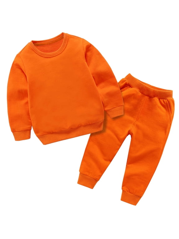 Boys Girls 2 Pieces Sweat Suit Unisex Kids Long Sleeve Pullover Hoodie and Joggers Set
