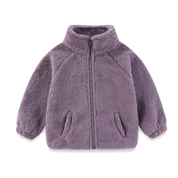 FAIWAD Boys Girls Fleece Coat Full Zip up Collar Jacket Soft Warm Daily Casual Outerwear for Kids