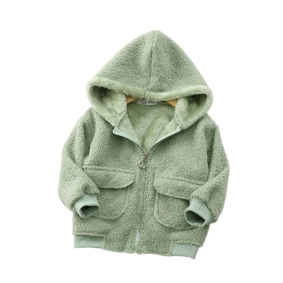 FAIWAD Boys Girls Fleece Jacket Soft Zip up Long Sleeve Hoodie with Pockets Kids Daily Outerwear