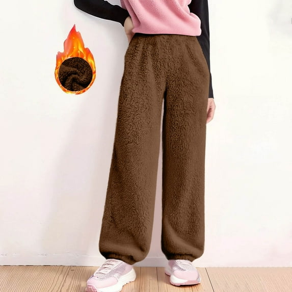 FAIWAD Boys Girls Fleece Sweatpants Unisex Kids Winter Warm Fuzzy Pants Winter Warm Plush Pajama Pants