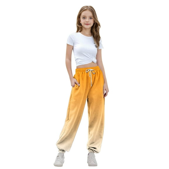 FAIWAD Boys Girls Gradient Sweatpants Elastic High Waist Athletic Jogger Pants Kids Cinch Bottom Pants Trendy Drawstring Loose Trousers