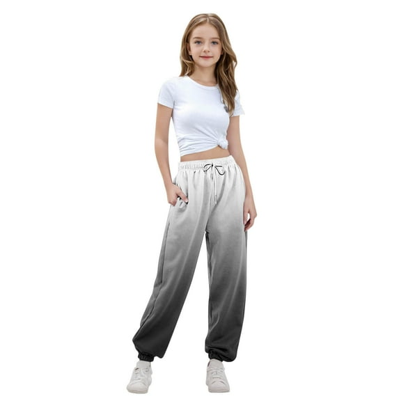 FAIWAD Boys Girls Gradient Sweatpants Elastic High Waist Athletic Jogger Pants Kids Cinch Bottom Pants Trendy Drawstring Loose Trousers