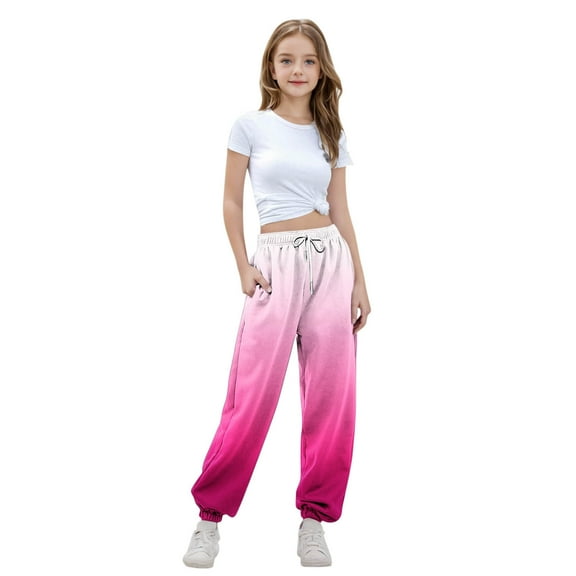 FAIWAD Boys Girls Gradient Sweatpants Elastic High Waist Athletic Jogger Pants Kids Cinch Bottom Pants Trendy Drawstring Loose Trousers