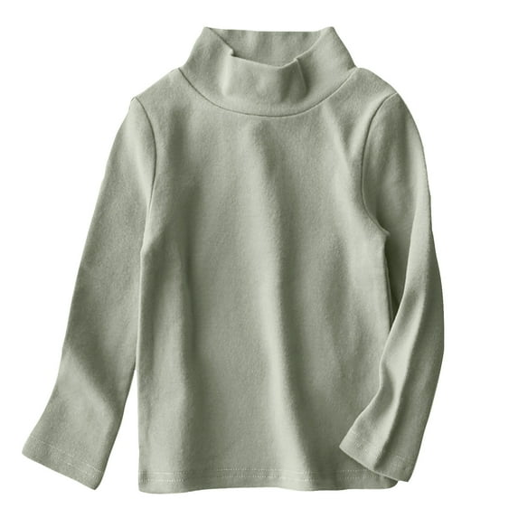 FAIWAD Boys Girls Long Sleeve Bottoming Tops Solid Color Turtleneck Soft Comfy Pullover Casual Undershirts