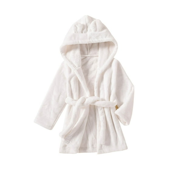 FAIWAD Boys Girls Robes Kids Hooded Sleepwear with Belt Soft Fleece Bathrobes Cute Housecoat Gowns Variety of Colors