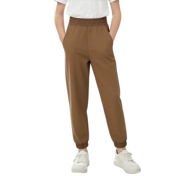 FAIWAD Boys Girls Solid Color Sweatpant Elastic Waist Casual Joggers with Pockets Straight Leg Cinch Bottom Pants