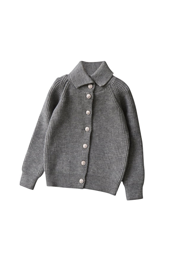 Boys Girls Solid Color Wool Cardigan Sweaters Kid Trendy Lapel Button Down Fall Winter Warm Soft Outwear