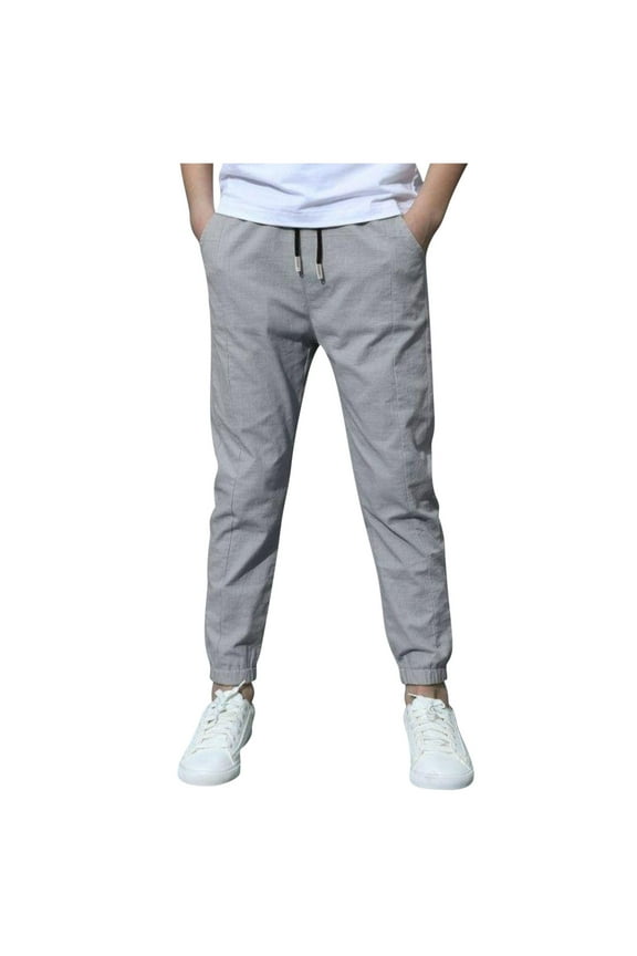 Boys Jogger Pants Elastic Waisted Drawstring Sweatpants Kids Running School Uniform Athletic Outfits