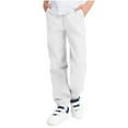 thumbnail image 1 of FAIWAD Boys School Uniform Pants Kids Elastic Waist Pull on Twill Pants Loose Straight Legs Trousers with Pockets 4-15Y, 1 of 9