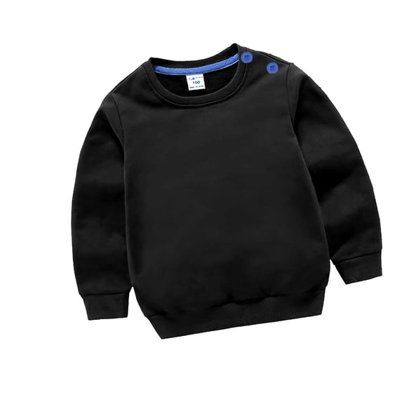 FAIWAD Boys Solid Color Sweatshirt Long Sleeve Round Neck Side Button Baggy Pullover Sweatshirt
