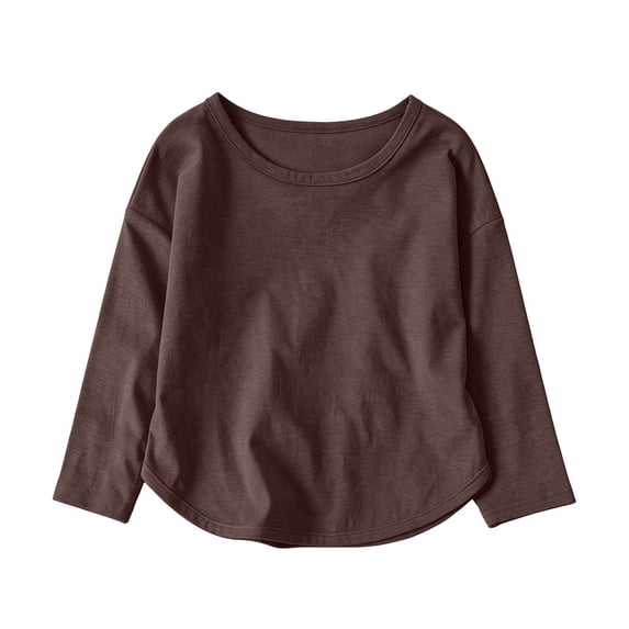 FAIWAD Boys and Girls Long Sleeve Shirts Crew Neck Plain Loose Tops Kids School Daily Clothes