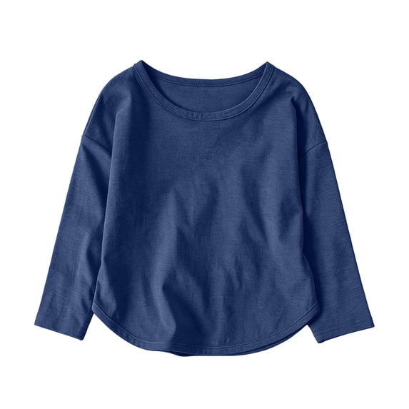 FAIWAD Boys and Girls Long Sleeve Shirts Crew Neck Plain Loose Tops Kids School Daily Clothes
