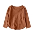 thumbnail image 1 of FAIWAD Boys and Girls Long Sleeve Shirts Crew Neck Plain Loose Tops Kids School Daily Clothes, 1 of 8