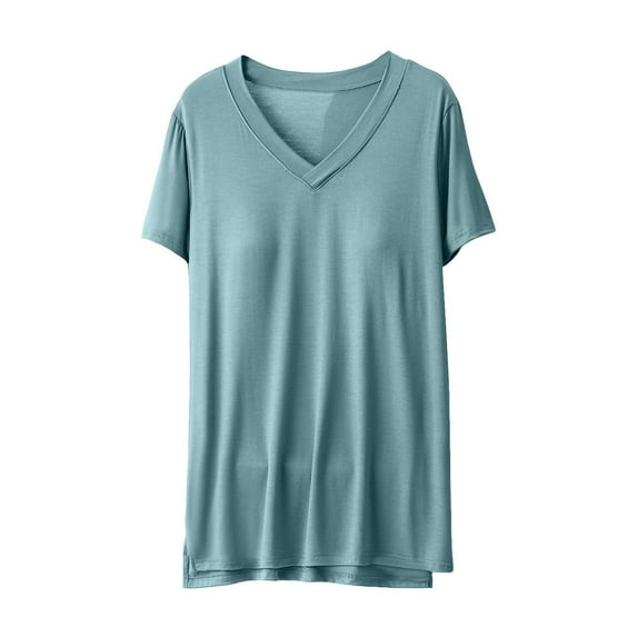 FAIWAD Built-in Bra T-Shirt for Womens Casual Workout Yoga Gym Tops Short Sleeves Blouses Soft Pullover Pajama