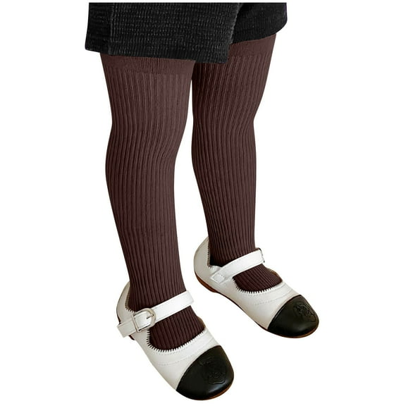 FAIWAD Cable Knit Tights for Girls Solid Color Footed Seamless Stockings Soft Stretchy School Leggings