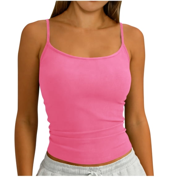 FAIWAD Camisole Tops for Women Scoop Neck Spaghetti Strap Tank Tops Ribbed Knit Going Out Tops