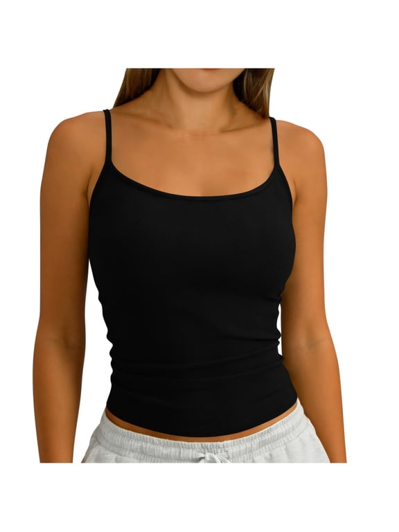 Camisole Tops for Women Scoop Neck Spaghetti Strap Tank Tops Ribbed Knit Going Out Tops