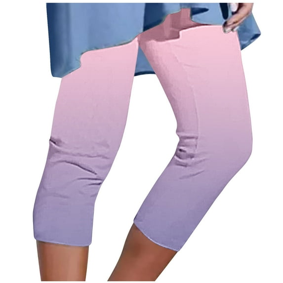 FAIWAD Capri Leggings for Women High Waisted Gradient Yoga Short Pants Soft Comfy Workout Cropped Pants