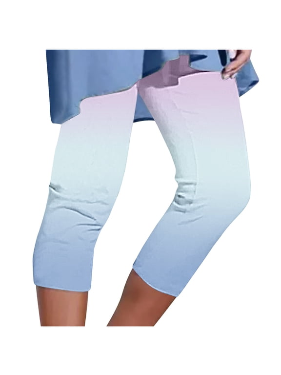 Capri Leggings for Women High Waisted Gradient Yoga Short Pants Soft Comfy Workout Cropped Pants