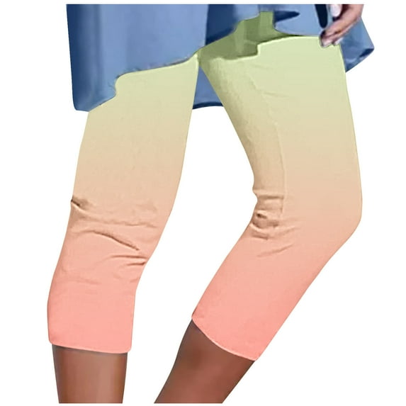 FAIWAD Capri Leggings for Women High Waisted Gradient Yoga Short Pants Soft Comfy Workout Cropped Pants