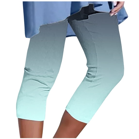 FAIWAD Capri Leggings for Women High Waisted Gradient Yoga Short Pants Soft Comfy Workout Cropped Pants