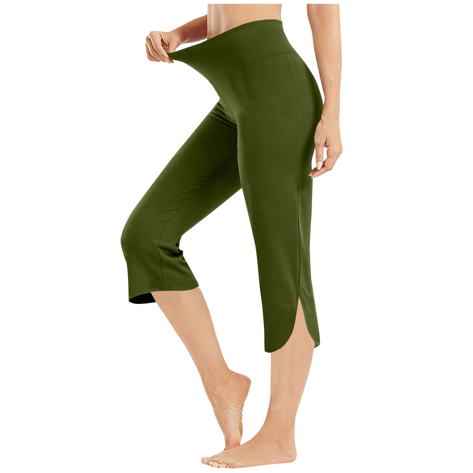 FAIWAD Capri Pants for Women High Waisted Stretch Side Split Athletic ...