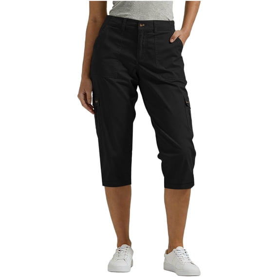 FAIWAD Capri Pants for Women Casual Summer Back Elastic Straight Leg Over Knee Length Cargo Pant