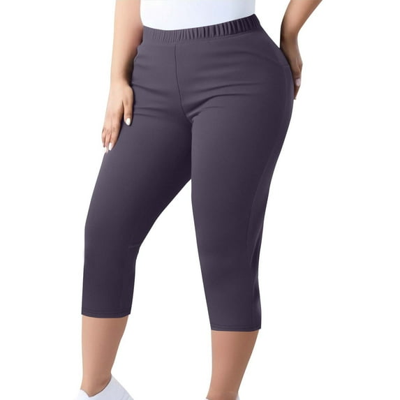 FAIWAD Capri Pants for Women Summer Plus Size Stretch Knee Length Leggings Elastic Waist Casual Yoga Workout Running Joggers