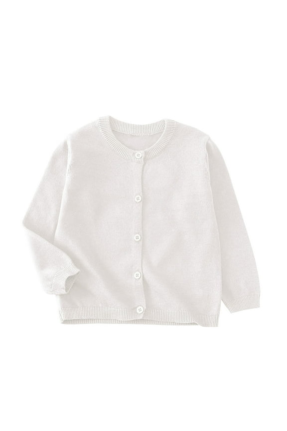 Cardigan for Girls Boys Kids School Uniform Sweater Casual Crewneck Button Front Long Sleeve Knit Outwear