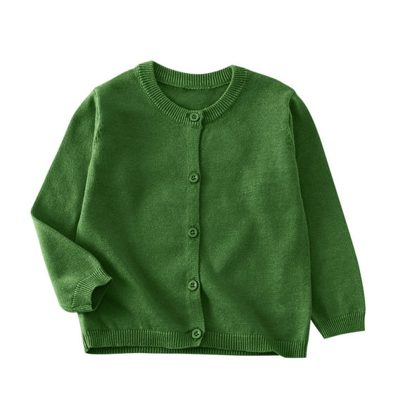 FAIWAD Cardigan for Girls Boys Kids School Uniform Sweater Casual Crewneck Button Front Long Sleeve Knit Outwear