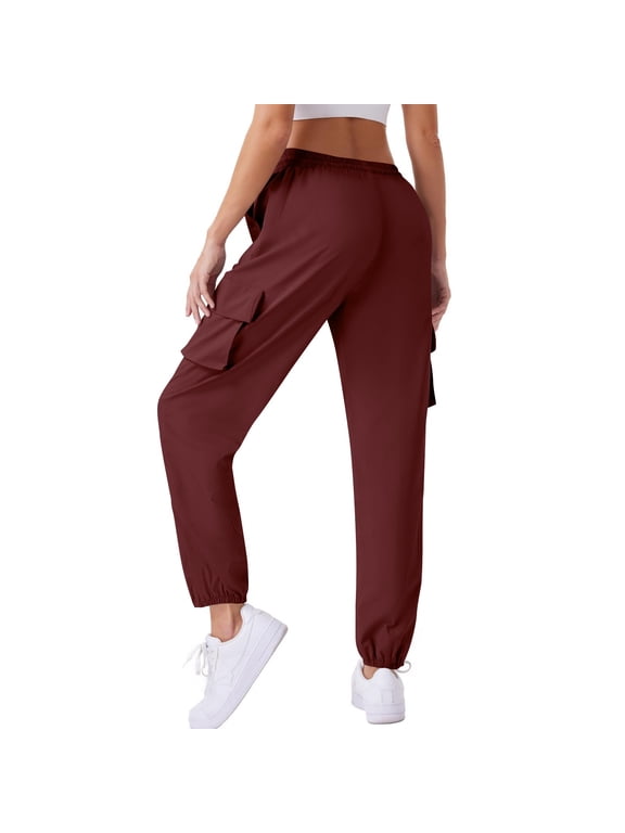 Cargo Pants Women Summer Lightweight Quick Dry Jogger with Pockets Drawstring Elastic Waist Loose Trousers
