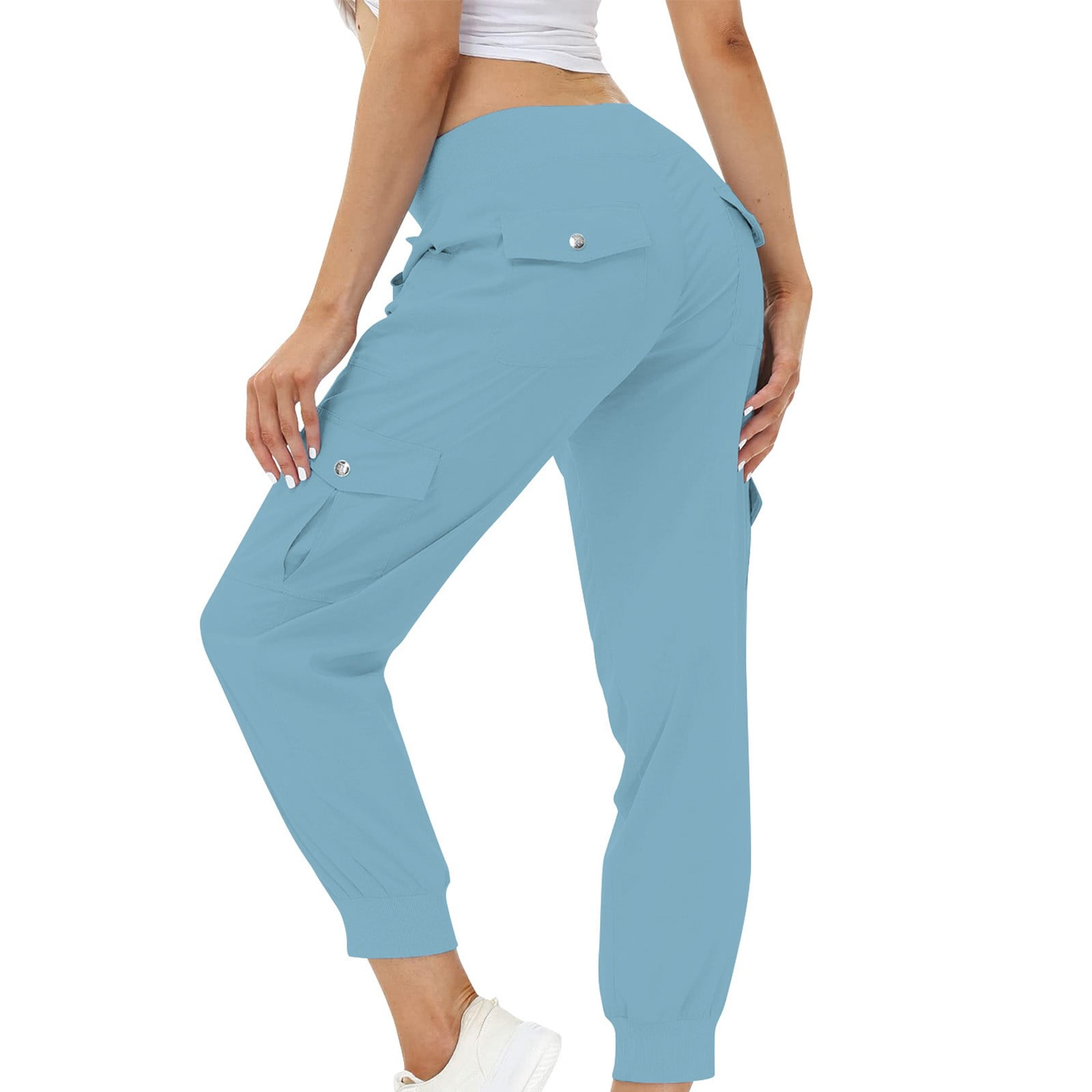 FAIWAD Cargo Pants for Women High Waist Elastic Butt Lifting Joggers  Sweatpants Lightweight Hiking Lounge Pants (Small, Pink)