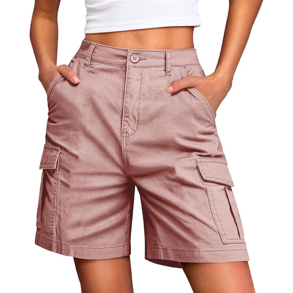FAIWAD Cargo Shorts for Women High Waist Knee Length Shorts Summer Casual Loose Shorts with Pockets
