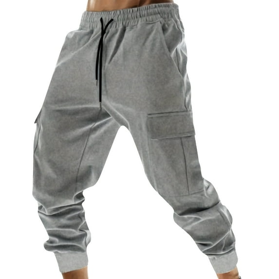 FAIWAD Cargo Sweatpants for Men Fleece Elastic Waist Track Pants Drawstring Casual Plus Size Joggers Pants
