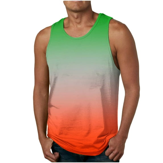 FAIWAD Casual Beach Tanks for Men Sleeveless Gradient Workout Vest Summer Casual Lightweight Athletic Tee Shirts