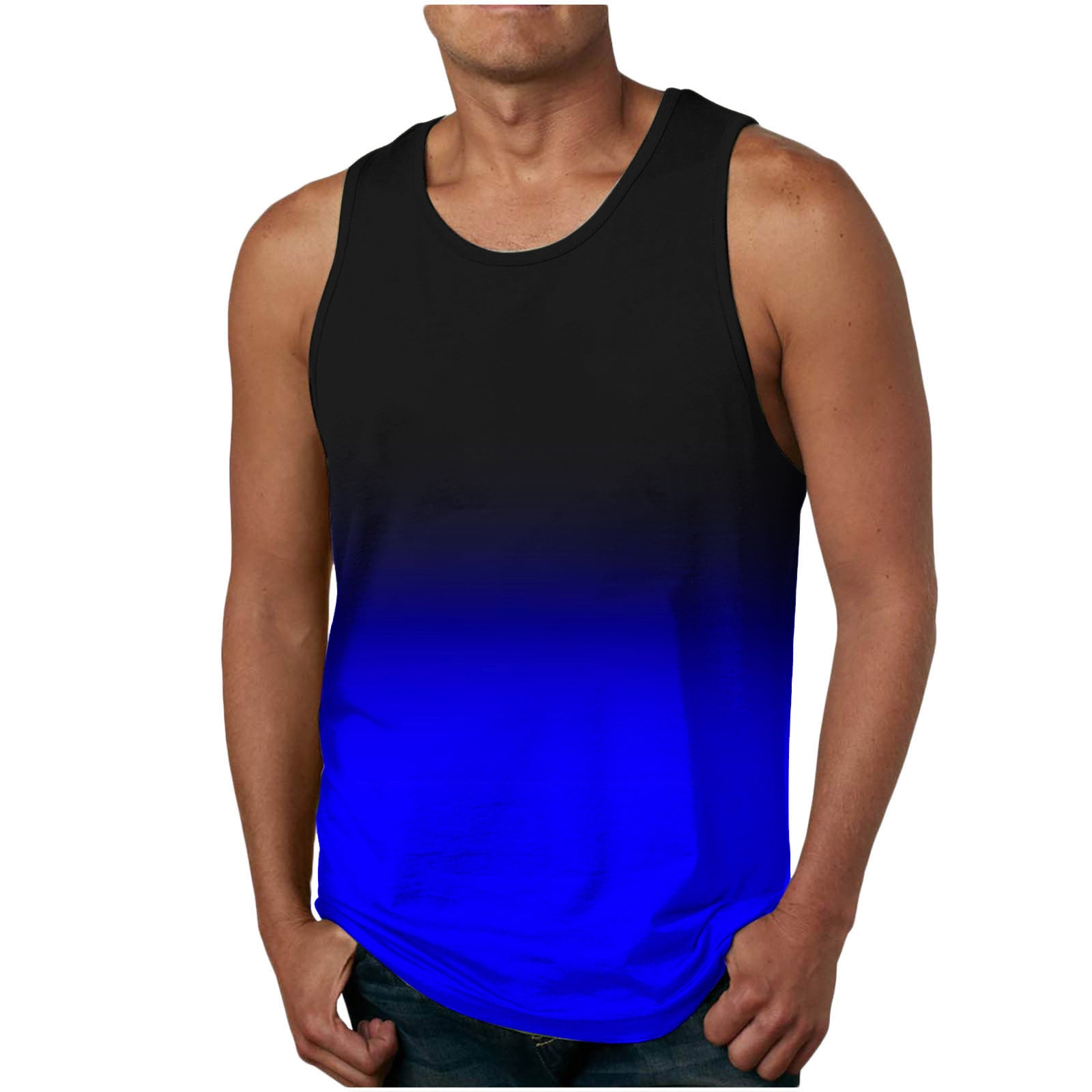 FAIWAD Casual Beach Tanks for Men Sleeveless Gradient