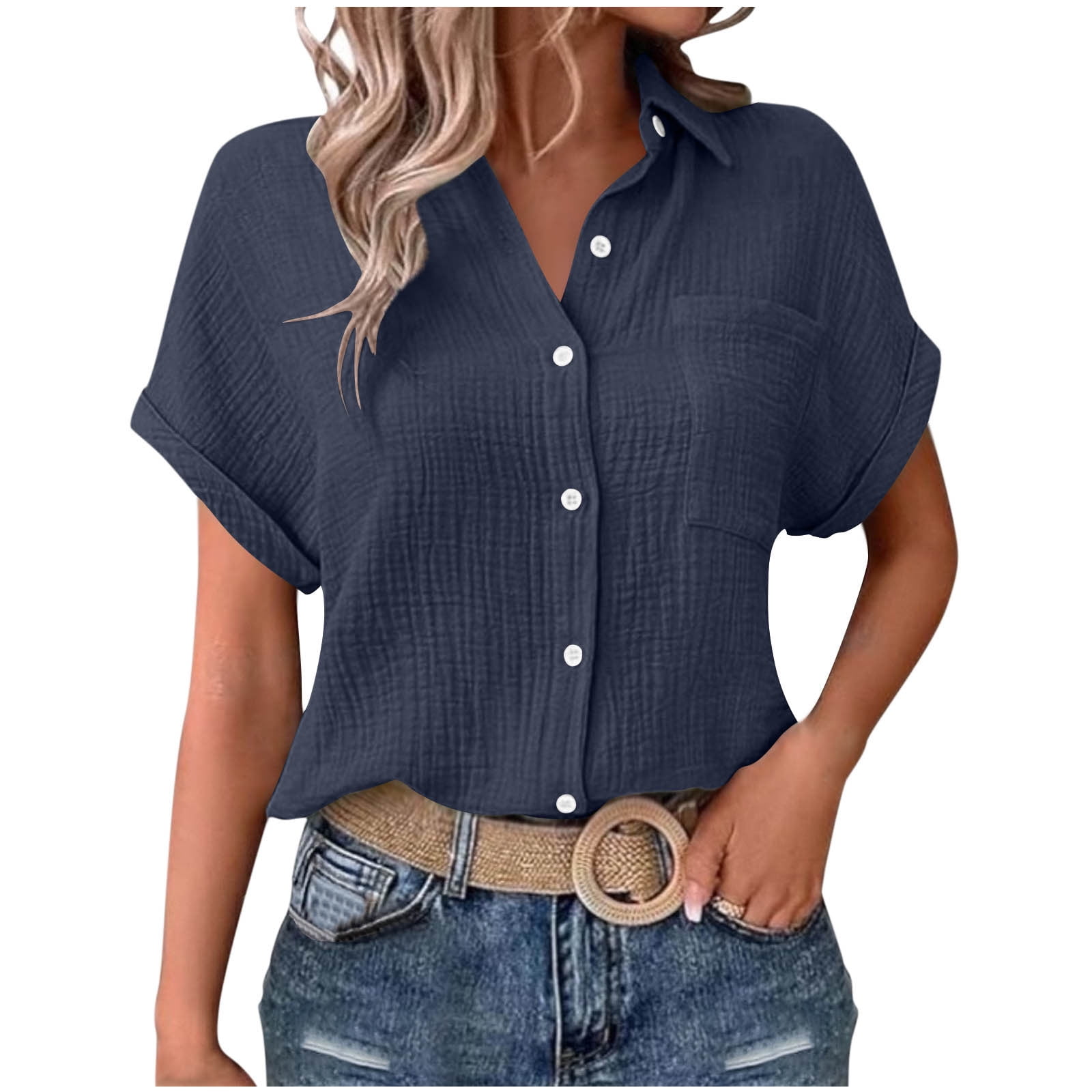 Luna Cap Sleeve Collared Shirt main image 0