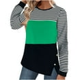 thumbnail image 1 of FAIWAD Color Block Button T-Shirts for Women Casual Round Neck Long Sleeve Lightweight Pullover Tops, 1 of 4